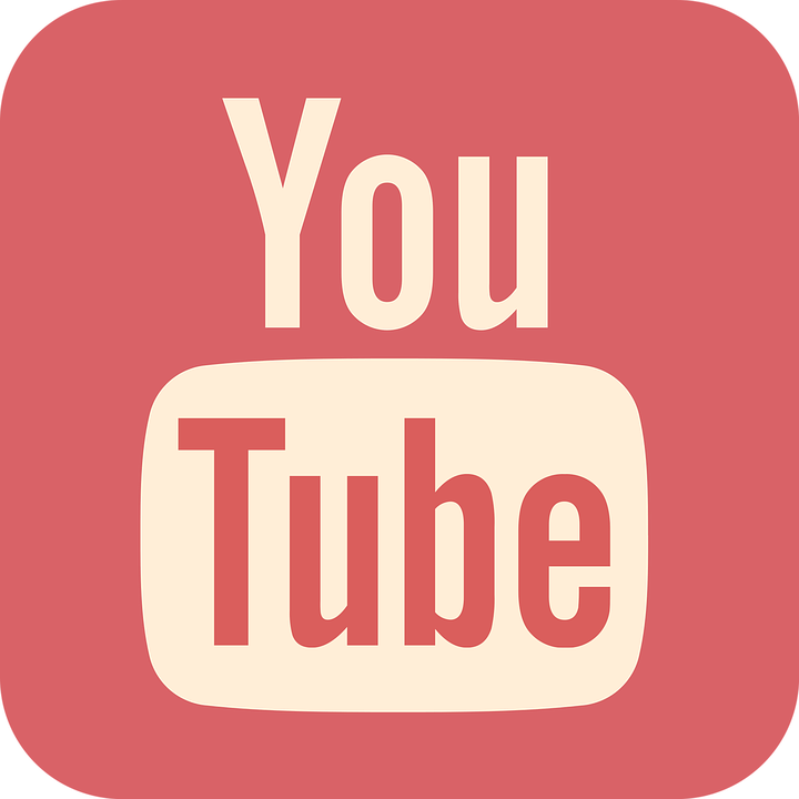 Youtuben logo, punaisella pohjalla teksti YouTube