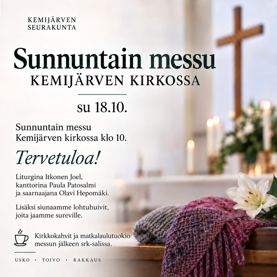 Kemijärven kirkon messun mainos